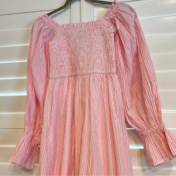 Elizabeth Wilson Designs Striped Square Neck Maxi Dress Pink White Size XS - Picture 6 of 7